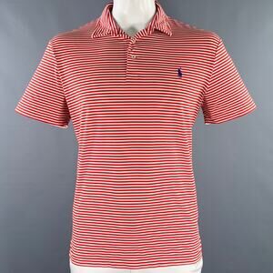 POLO by RALPH LAUREN Size L Red White Stripe Polyester Blend Polo